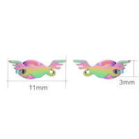 Regenboog hartjes oorstekers met vleugels &acirc;&euro;&ldquo; 11mm -