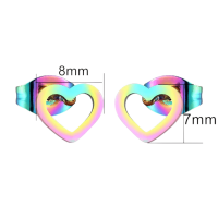Regenboog hartjes oorstekers RVS &acirc;&euro;&ldquo; 8x7mm uniek -