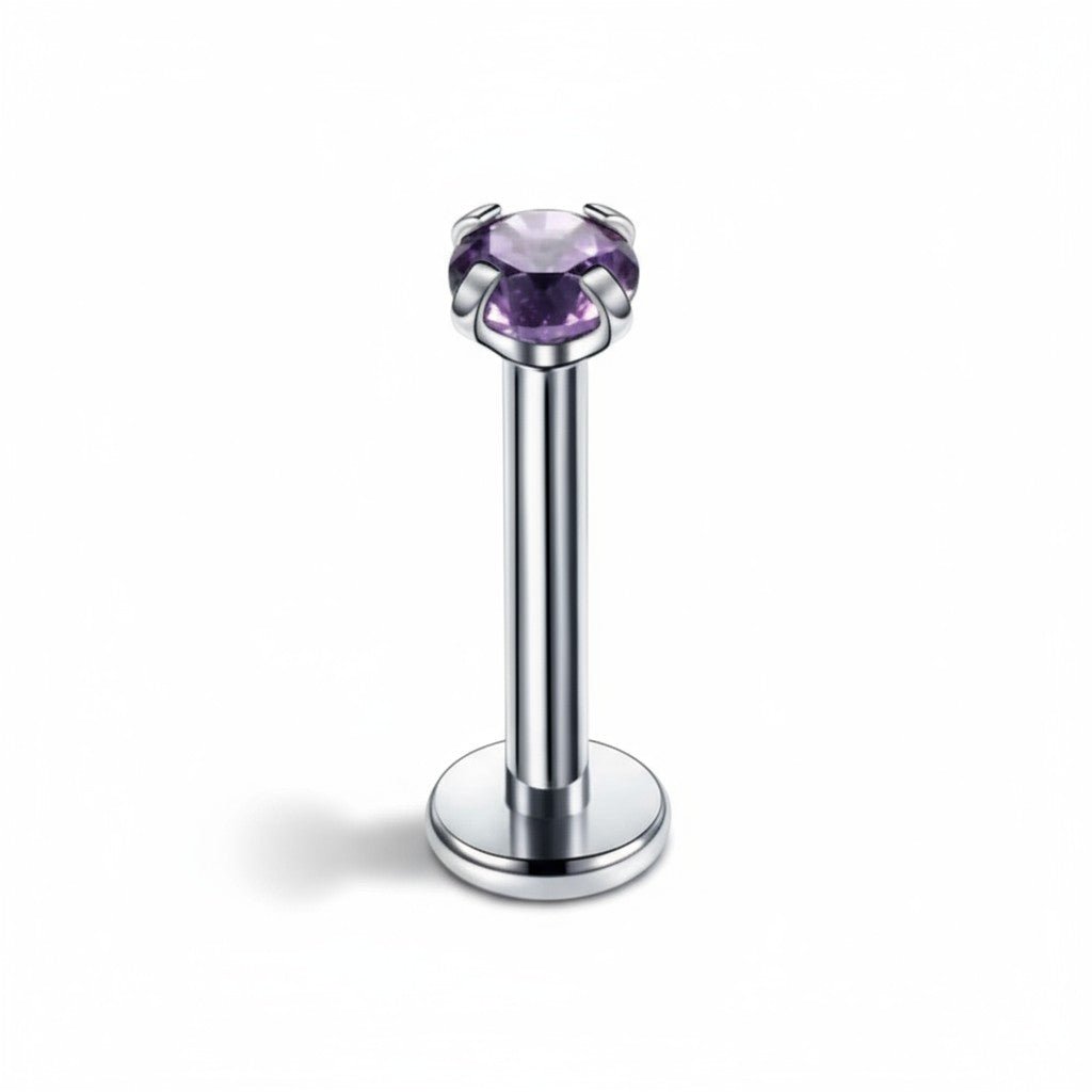 Tragus Piercing Zilverkleur Paarse Zirkonia 6mm 3mm - Dames