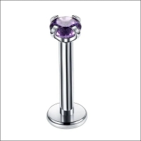 Tragus Piercing Zilverkleur Paarse Zirkonia 6mm 3mm - Dames