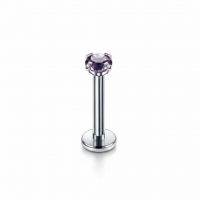 Tragus Piercing Zilverkleur Paarse Zirkonia 6mm 3mm - Dames