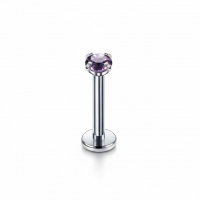 Tragus Piercing Zilverkleur Paarse Zirkonia 6mm 3mm - Dames