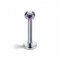 Tragus Piercing Zilverkleur Paarse Zirkonia 6mm 3mm - Dames