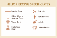 Helix Tragus Piercing Zilver Multikleur Zirkonia 3mm - Dames