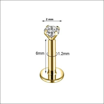 Helix Tragus Piercing Goudkleur Zirkonia 6mm 1.2mm - Dames