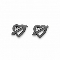 Roestvrij Staal Hart Pijl Oorbellen Zwart 9x8mm -