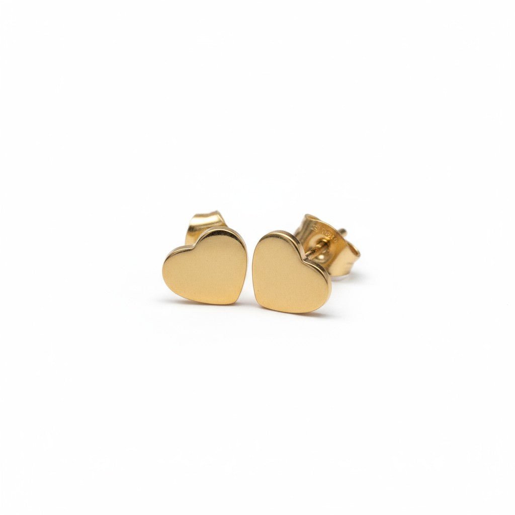 Staal Hartje Oorstekers Goudkleur 8mm Gesloten -