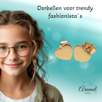Staal Hartje Oorstekers Goudkleur 8mm Gesloten -