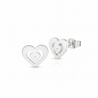 RVS Hart Oorstekers Zilver 11x9mm Opengewerkt -