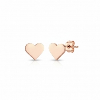 Stalen Hartjes Oorbellen Rosegoudkleurig 8mm RVS -