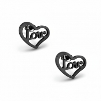 Stalen Hartjes Oorbellen Zwart 9mm Love RVS -