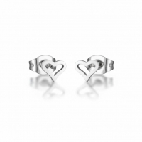 Stalen Open Hartjes Oorbellen Zilverkleur 4mm RVS -