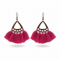 Boho Oorhangers Kwastjes Fel Roze 55x30mm -