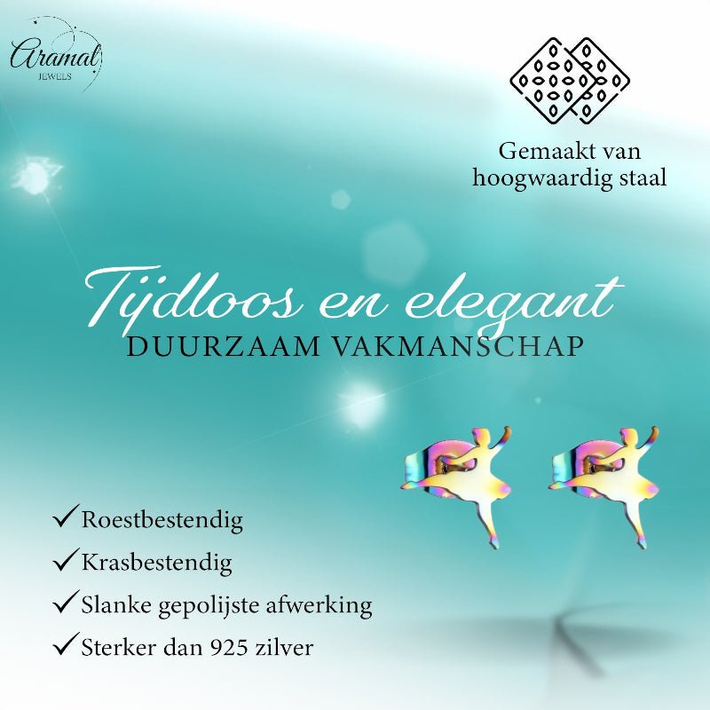 Ballerina Oorstekers RVS &acirc;&euro;&ldquo; Multikleur 11mm -