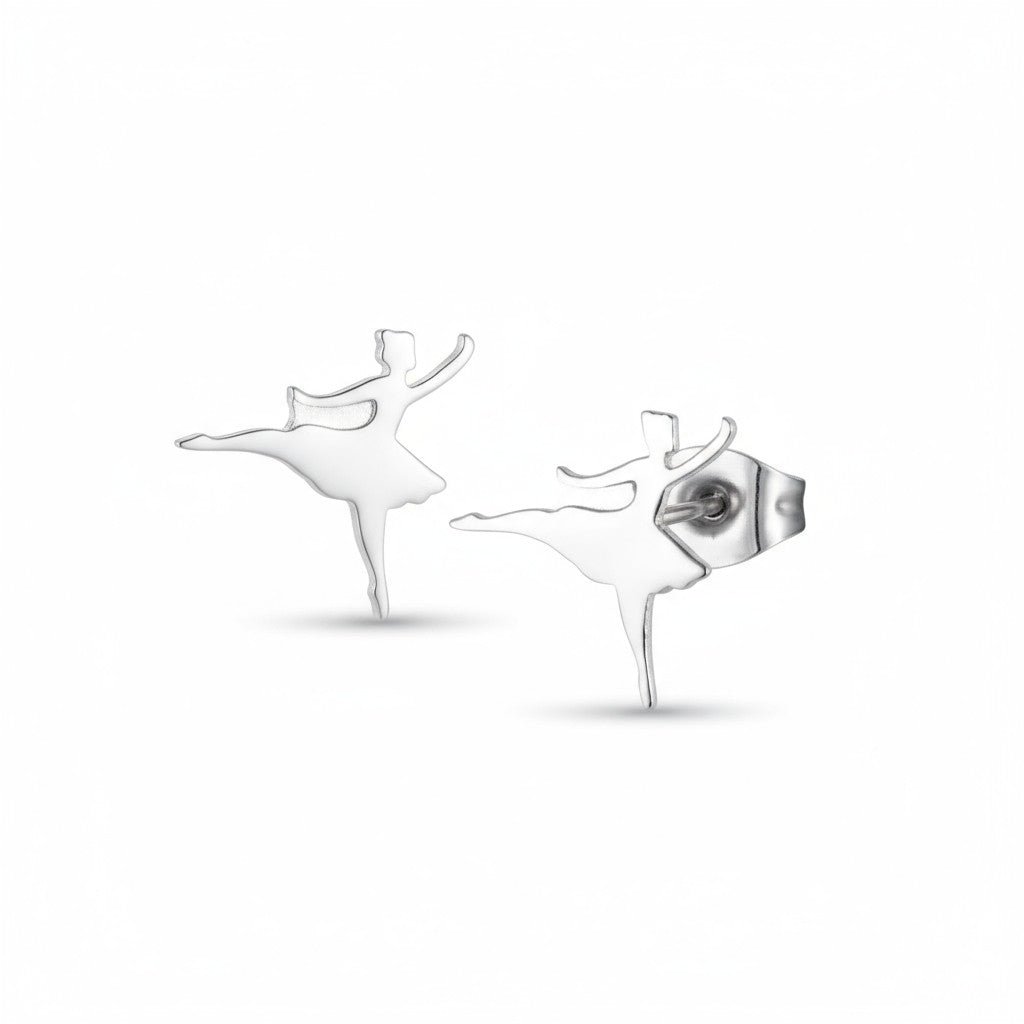Ballerina Oorstekers RVS &acirc;&euro;&ldquo; Zilverkleur 11mm -