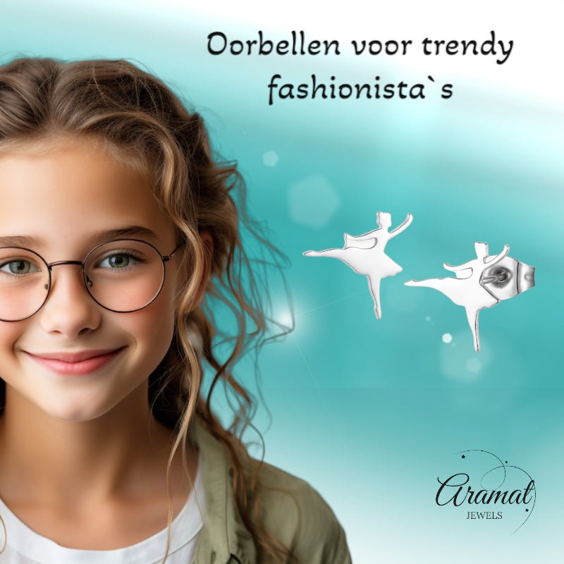 Ballerina Oorstekers RVS &acirc;&euro;&ldquo; Zilverkleur 11mm -