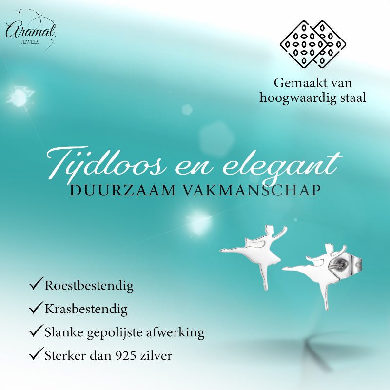 Ballerina Oorstekers RVS &acirc;&euro;&ldquo; Zilverkleur 11mm -