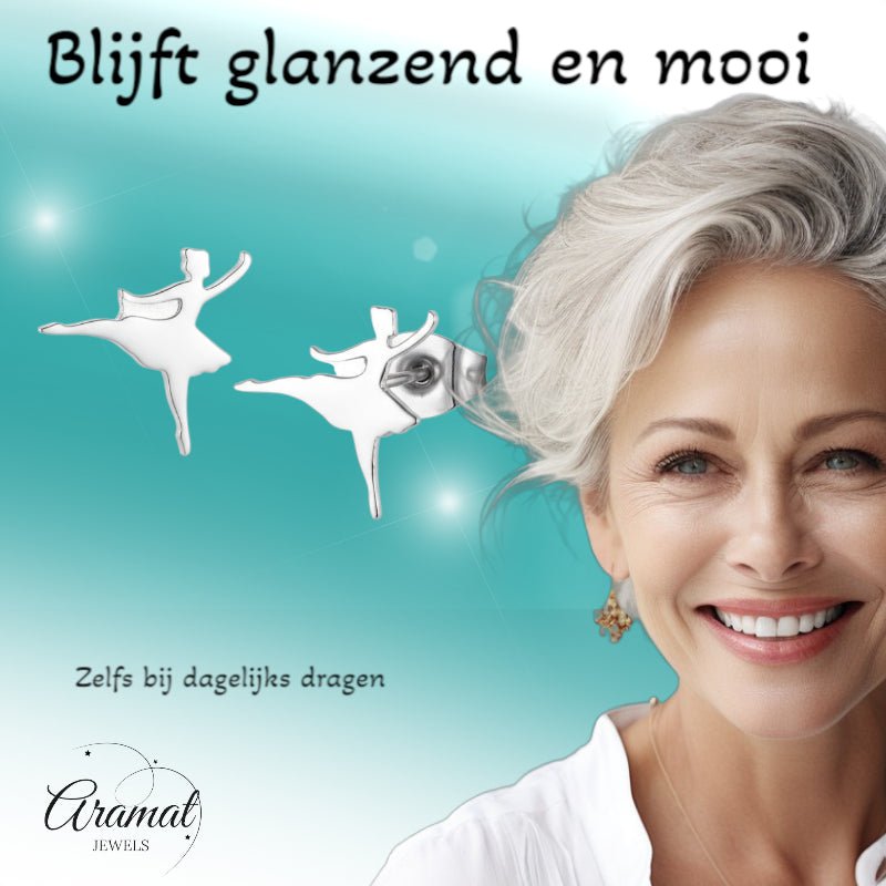 Ballerina Oorstekers RVS &acirc;&euro;&ldquo; Zilverkleur 11mm -