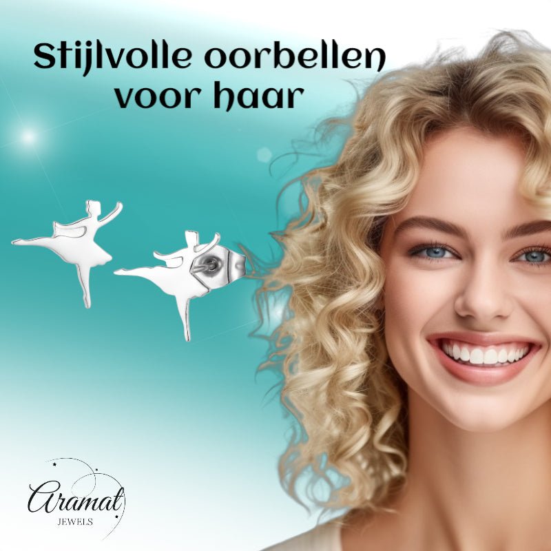 Ballerina Oorstekers RVS &acirc;&euro;&ldquo; Zilverkleur 11mm -