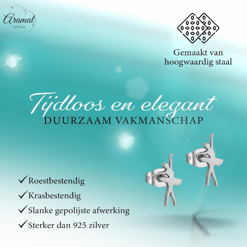 Danseres Oorbellen &acirc;&euro;&ldquo; Zilverkleurig Staal 11x6mm -