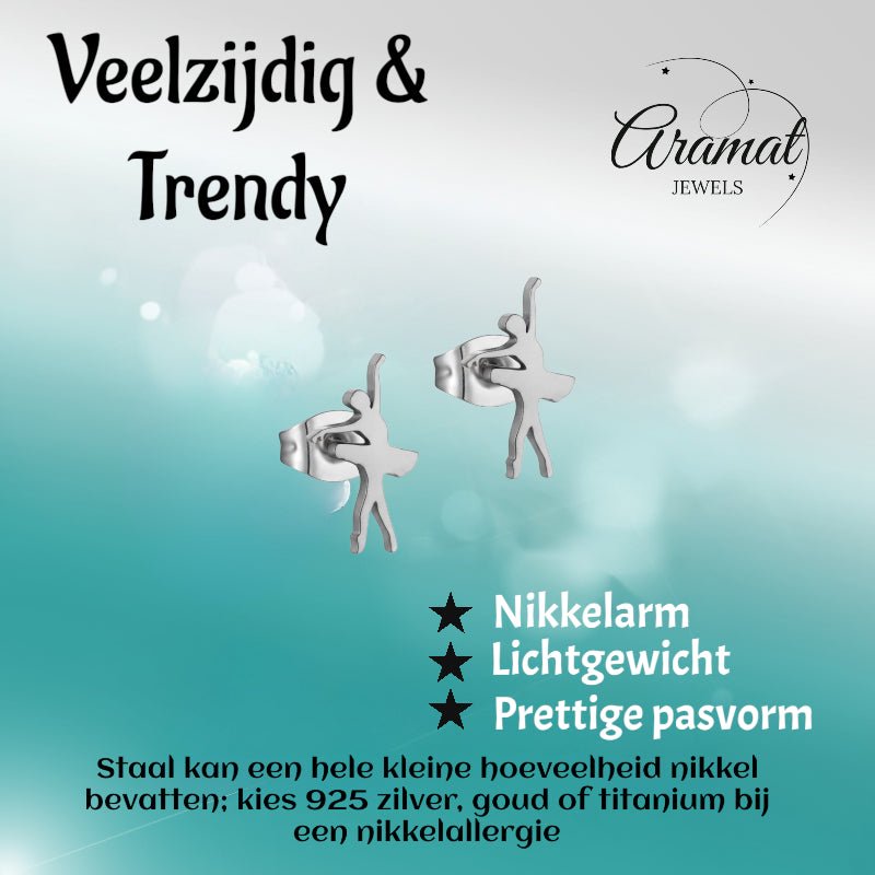 Danseres Oorbellen &acirc;&euro;&ldquo; Zilverkleurig Staal 11x6mm -
