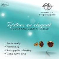 Kattenoog Oorbellen 8mm &acirc;&euro;&ldquo; Paars Goudkleurig -