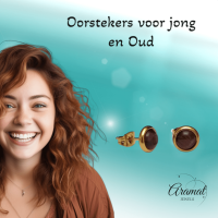 Kattenoog Oorbellen 8mm &acirc;&euro;&ldquo; Paars Goudkleurig -