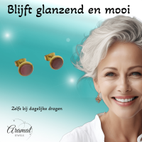 Kattenoog Oorbellen 8mm &acirc;&euro;&ldquo; Roze - Goudkleurig -