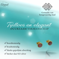 Kattenoog Oorbellen 8mm &acirc;&euro;&ldquo; Roze - Goudkleurig -