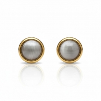 Kattenoog Oorbellen 8mm &acirc;&euro;&ldquo; Wit - Goudkleurig -