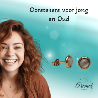Kattenoog Oorbellen 8mm &acirc;&euro;&ldquo; Wit - Goudkleurig -