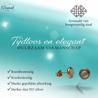 Kattenoog Oorbellen 8mm &acirc;&euro;&ldquo; Wit - Goudkleurig -