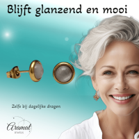 Kattenoog Oorbellen 8mm &acirc;&euro;&ldquo; Wit - Goudkleurig -