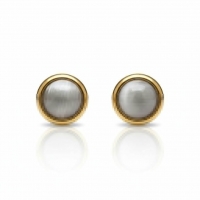 Kattenoog Oorbellen 8mm &acirc;&euro;&ldquo; Wit - Goudkleurig -
