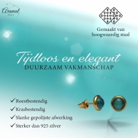 Kattenoog Oorbellen 8mm &acirc;&euro;&ldquo; Blauw/Groen Goudkleurig -
