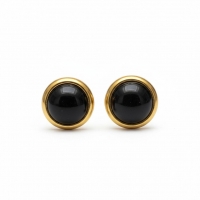 Kattenoog Oorbellen 8mm &acirc;&euro;&ldquo; Zwart Goudkleurig -