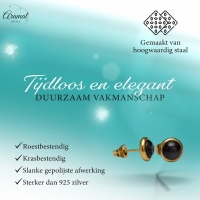 Kattenoog Oorbellen 8mm &acirc;&euro;&ldquo; Zwart Goudkleurig -