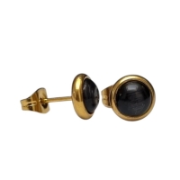 Kattenoog Oorbellen 8mm &acirc;&euro;&ldquo; Zwart Goudkleurig -