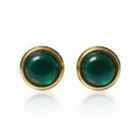 Kattenoog Oorbellen 8mm &acirc;&euro;&ldquo; Groen - Goudkleurig -