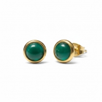 Kattenoog Oorbellen 8mm &acirc;&euro;&ldquo; Groen - Goudkleurig -