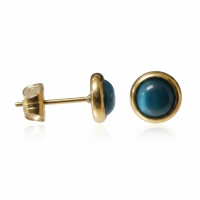 Kattenoog Oorbellen 8mm &acirc;&euro;&ldquo; Blauw - Goudkleurig -