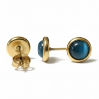 Kattenoog Oorbellen 8mm &acirc;&euro;&ldquo; Blauw - Goudkleurig -