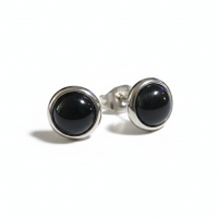 RVS Kattenoog Oorbellen 8mm &acirc;&euro;&ldquo; Zwart -