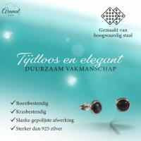 RVS Kattenoog Oorbellen 8mm &acirc;&euro;&ldquo; Zwart -