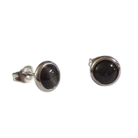 RVS Kattenoog Oorbellen 8mm &acirc;&euro;&ldquo; Zwart -