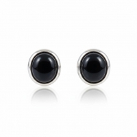 RVS Kattenoog Oorbellen 8mm &acirc;&euro;&ldquo; Zwart -