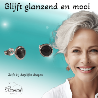 RVS Kattenoog Oorbellen 8mm &acirc;&euro;&ldquo; Zwart -
