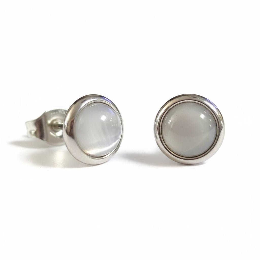 Kattenoog Oorbellen 8mm &acirc;&euro;&ldquo; Wit -