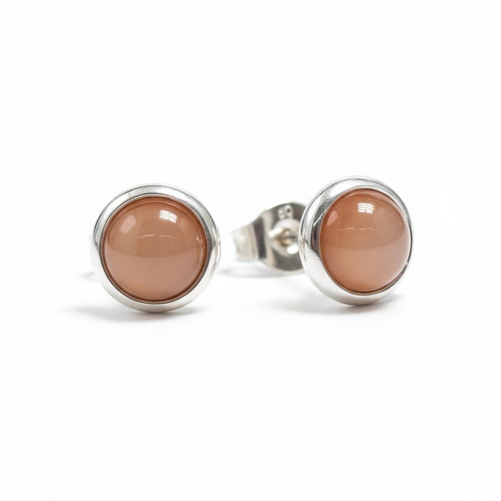 Stalen Kattenoog Oorbellen 8mm &acirc;&euro;&ldquo; Oranje/Rood -