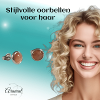 Stalen Kattenoog Oorbellen 8mm &acirc;&euro;&ldquo; Oranje/Rood -